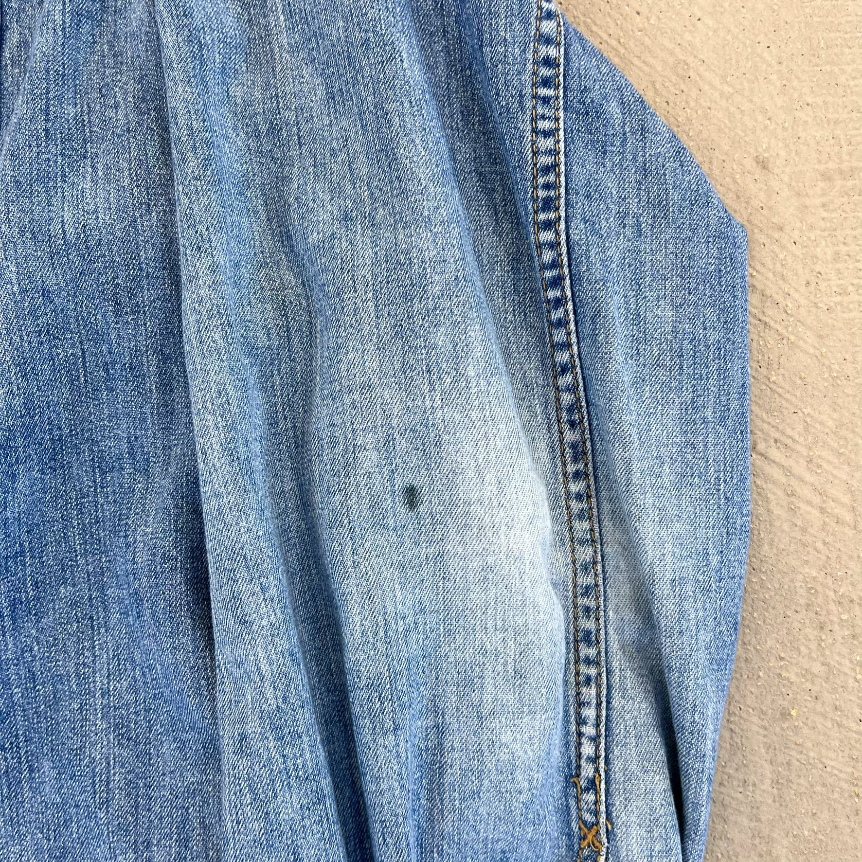F- Vintage Calvin Klein Emb Logo Denim Button Down Shirt - Image 3