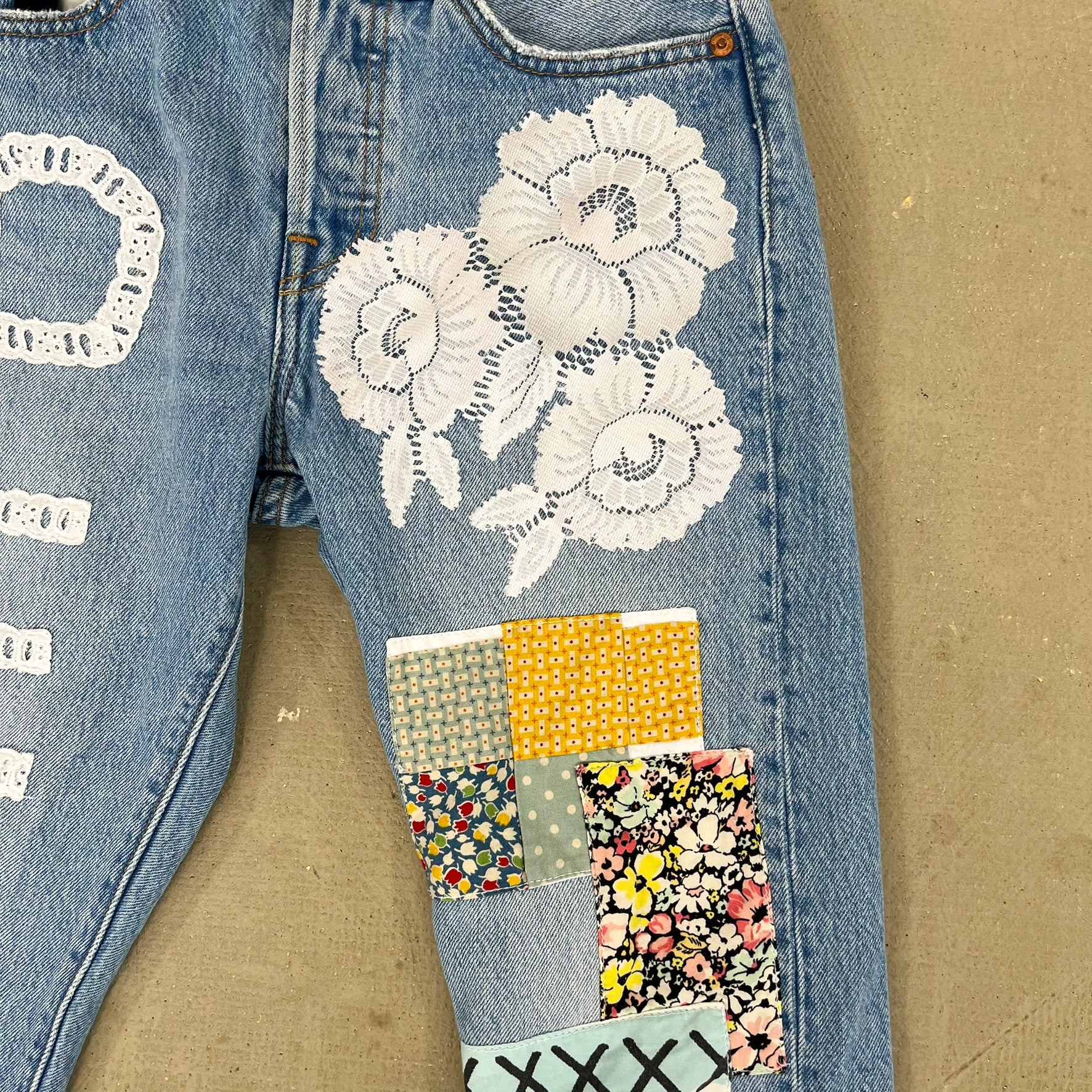 F- HOM PEACE Levi's 501 S Reworked Custom Jeans - Image 4