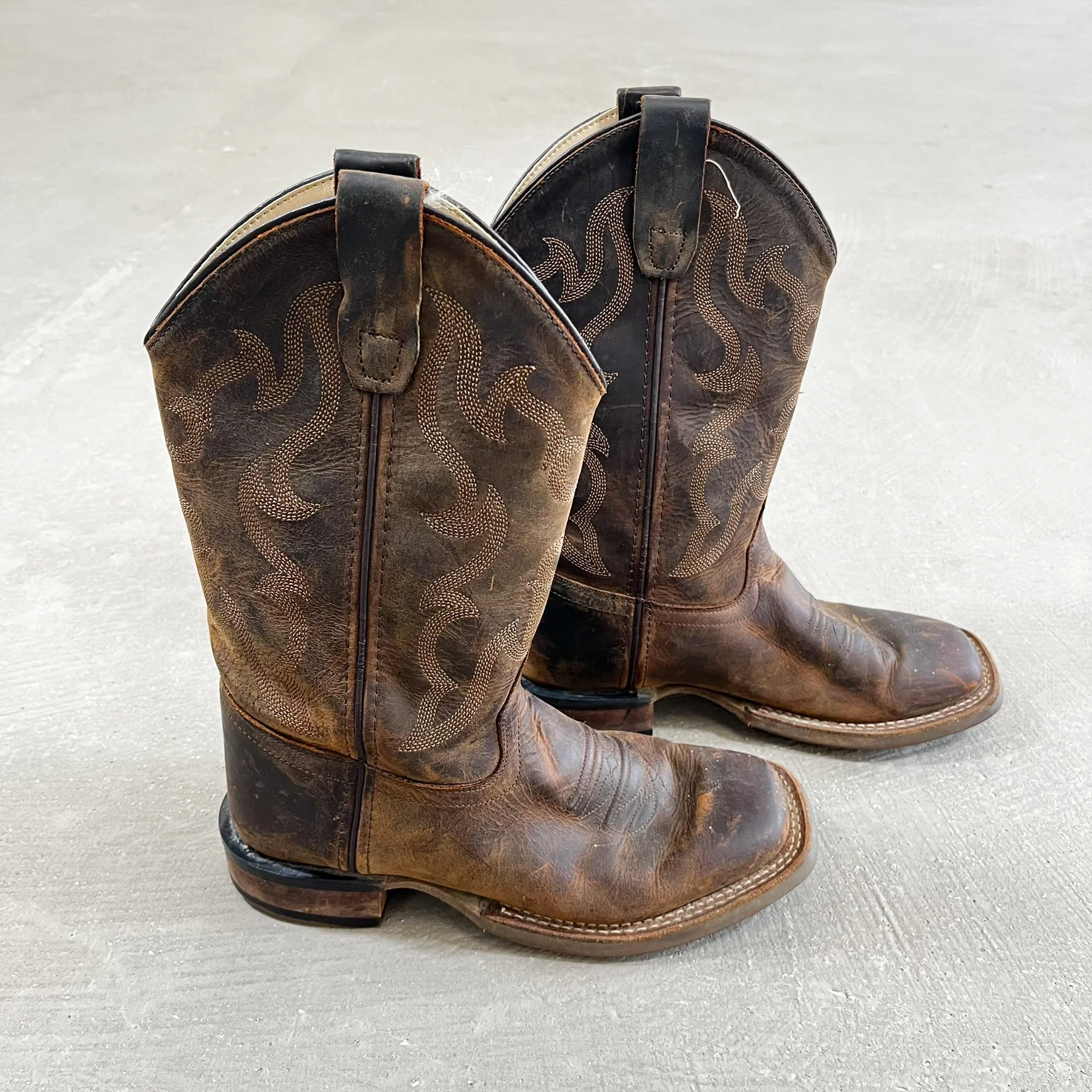 F- Old West Brown Leather Western Boots - Image 4