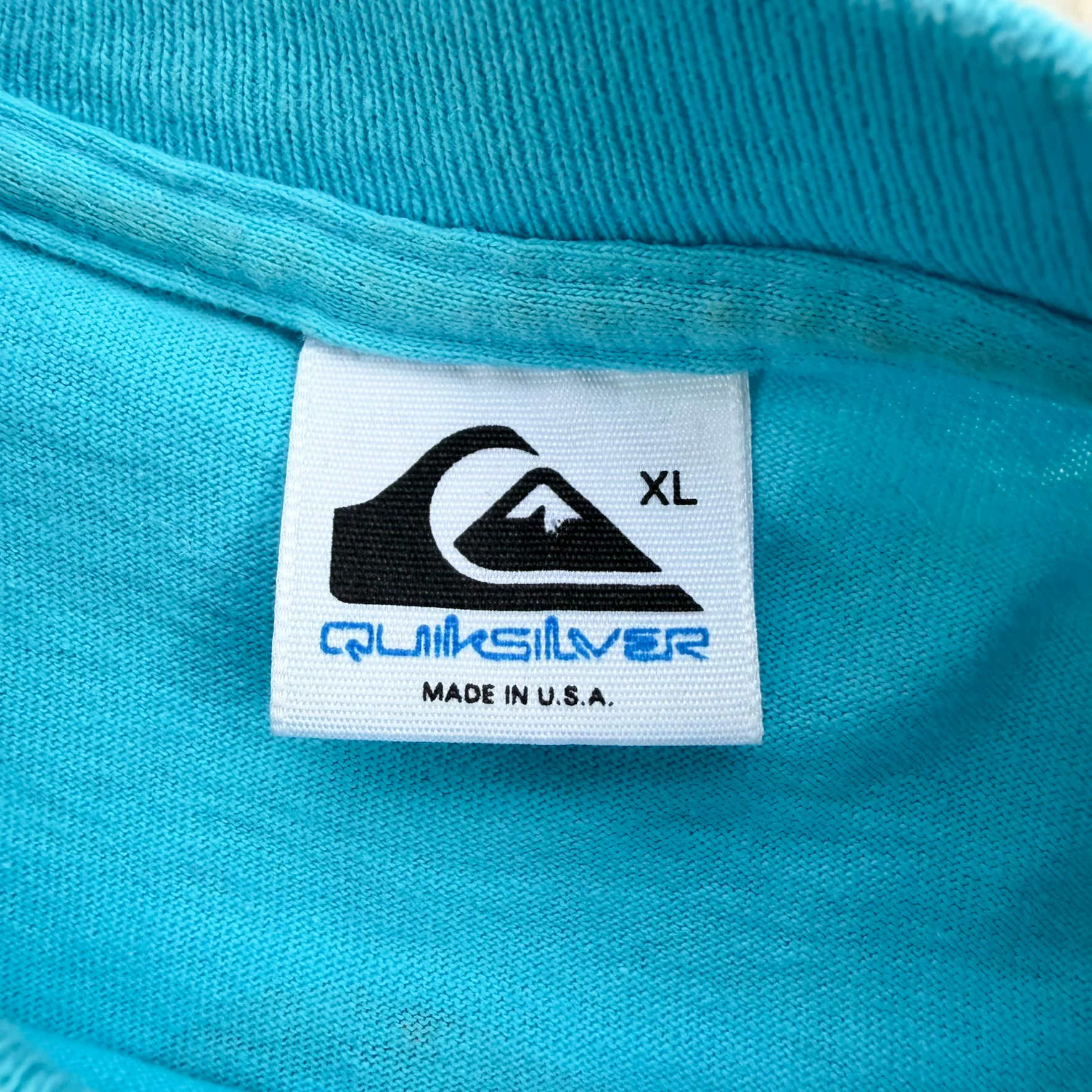 J- Vintage Quicksilver Logo & Text Made In USA Single Stitch Tee - XL - Image 5